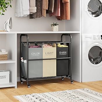 【送料無料】Laundry Basket Wagon 3rack/3color Amazon.com: Gewudraw Laundry Sorter 3 Section,Laundry Hamper